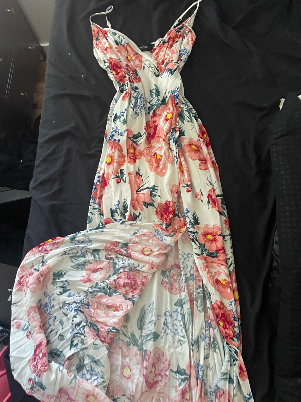MINKPINK White Maxi Dress with Pink Floral Print